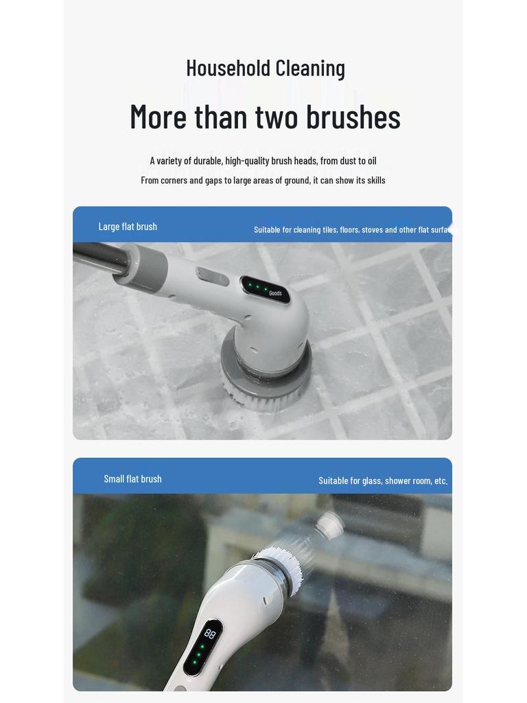 Multi-Speed Electric Cleaning Brush for Kitchen & Bathroom – Versatile Handheld Scrubber with Dual-Length Use