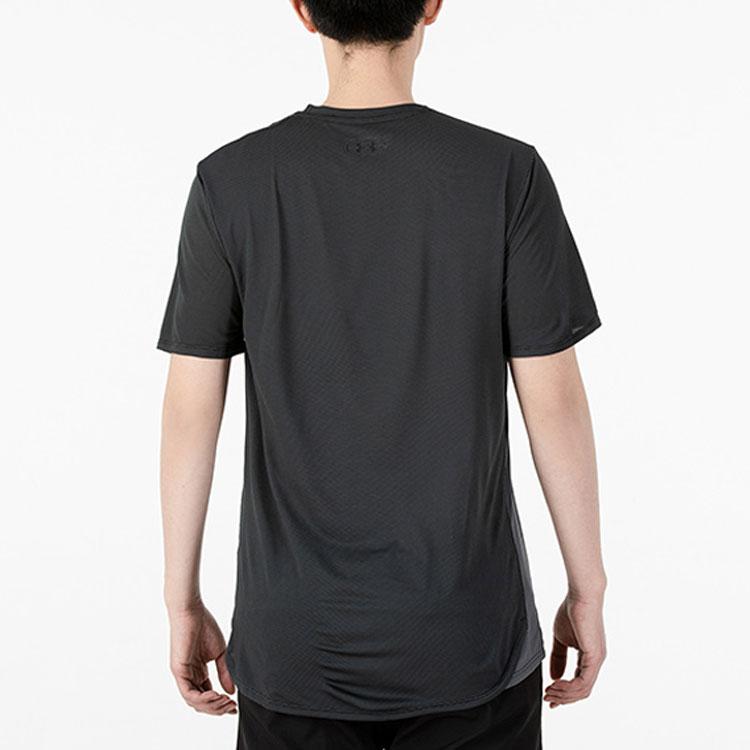 Under Armour Logo Pattern Training Loose Fit Crew Neck T-Shirt Men Tops Black 1356785-001