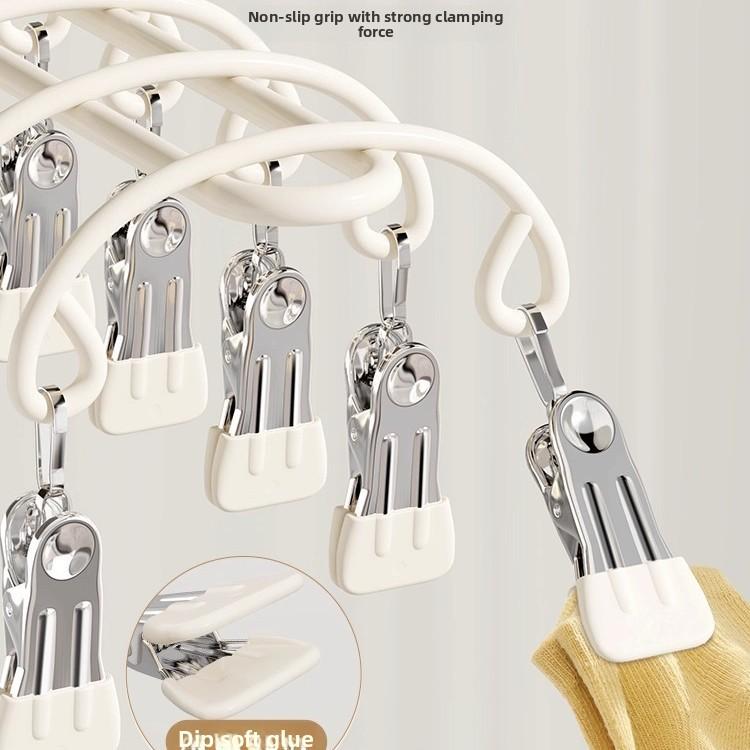 Multi-clip socks drying rack Household stainless steel windproof hanger Baby socks clip Balcony drying underwear hanger