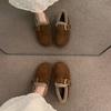 Inner heightening thick-soled leather velvet shoes, ugly and cute in autumn and winter, warm in the evening breeze, Doudou cotton shoes