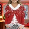 Christmas Day Girls Long Sleeve T Shirts Kids  Girls' V-Neck Tee Christmas Print Long Sleeve Top