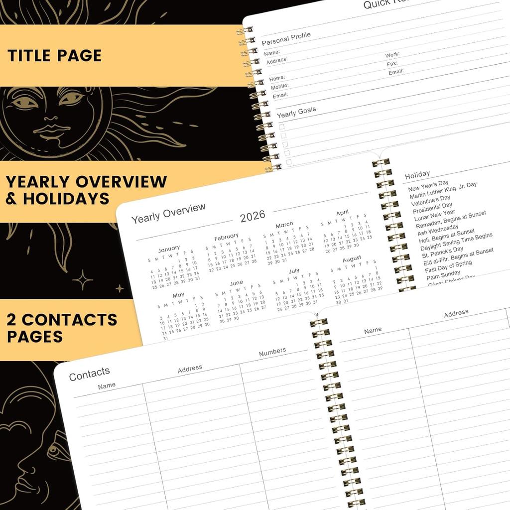 2026 Planner - 9" x 11", 2026 Calendar Planner Weekly and Monthly, from JAN. 2026 to DEC. 2026, Calendar/Planner 2026 with Tabs, Twin-Wire Binding,