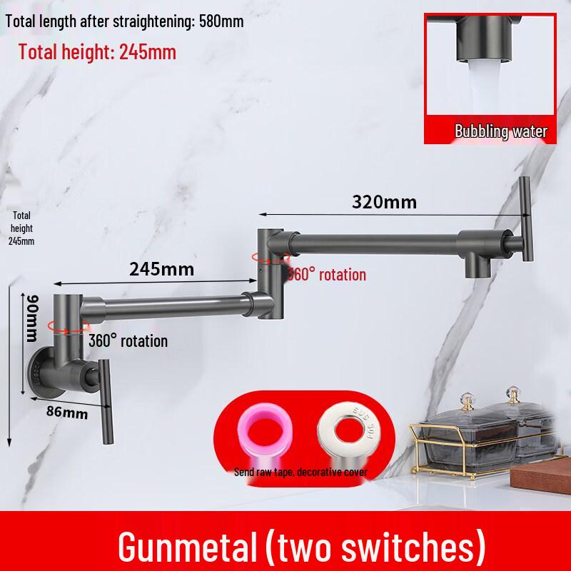 TLXT Wall-Mounted Retractable Kitchen Faucet