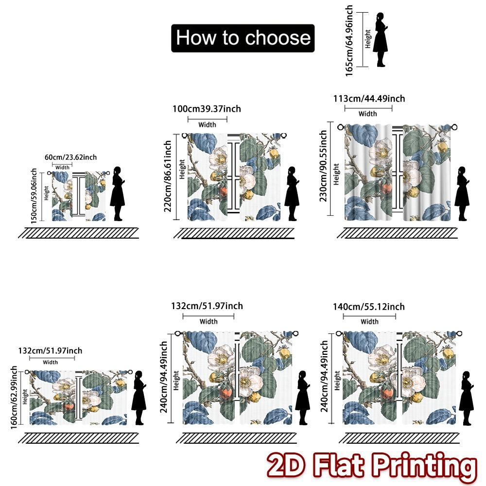 2D FLAT PRINTING 2pcs Curtains (Without Rod) Floral Garden Design (2) Ramadan holiday curtains with digital printing Versatile