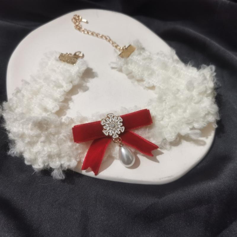 Bohemian Snowflake Pearl Necklace Bowknot Pendant Clavicle Chain Christmas Bows Collarbone Chain for Women Girls