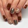 24 Pcs Short Square Press On Nails Glossy Sparkle Floral Design Full Coverage Fake Nails For Women And Girls