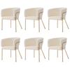 Leisure Chair, Set of 6, Dressing Chair, Light Luxury, with Four Metal Support Legs, Imitation Rabbit Down, White[OLD SKU:WF317938AAB-6]