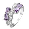 Ring zircon European and American retro purple four-diamond jewelry creative accessories