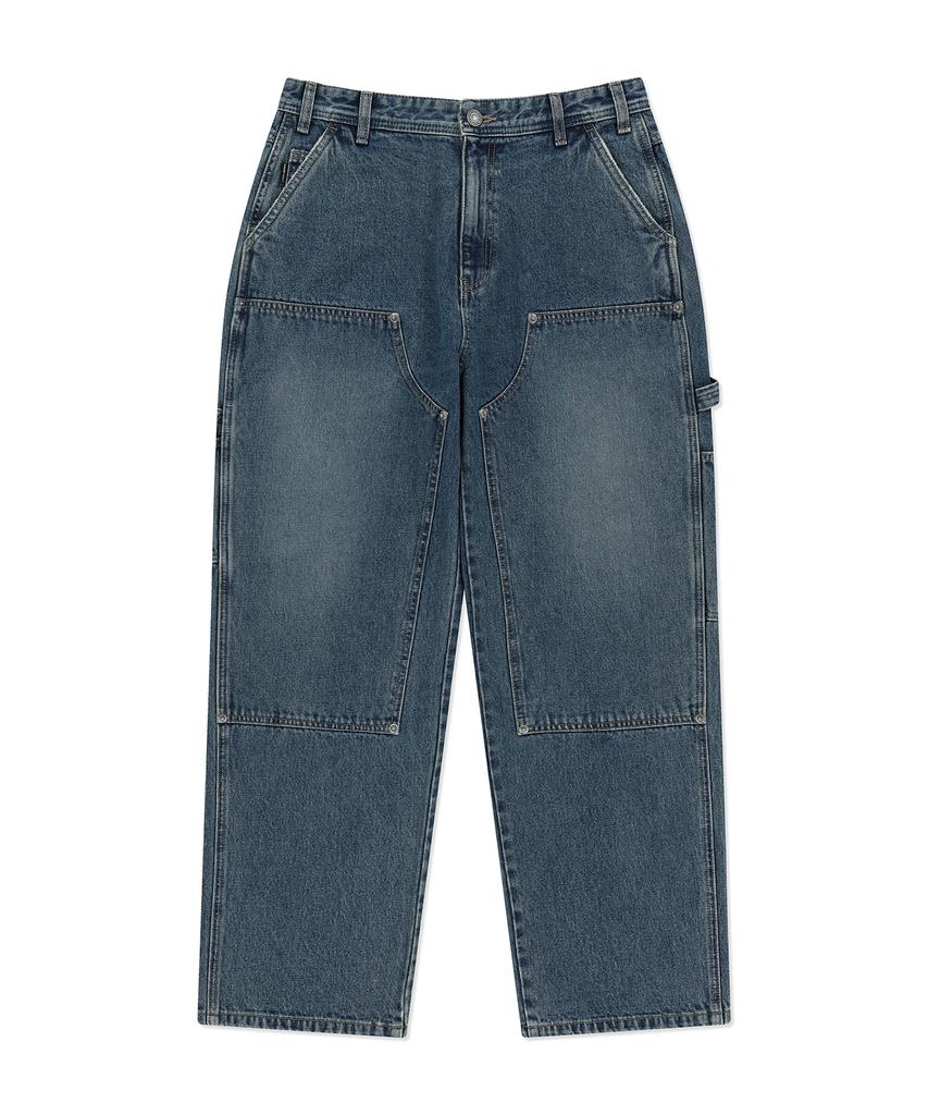 WACKY WILLY Double Knee Multi-Pocket Denim Pants Sky Blue
