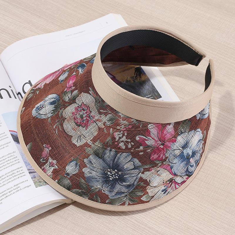 New fashion printed simple empty top hat women's big eaves sunshade sunscreen hat casual versatile hemming sun hat