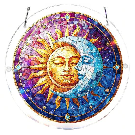 

Acrylic Sun Catcher Puzzle Colorful Window Decoration with Hanging Chain DIY Suncatcher Kit for Adults Home Garden Decor B