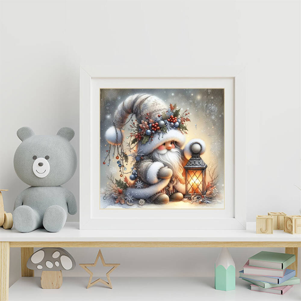 Zwerg Diamantstickerei Porträt Mosaik Winterbild aus Strasssteinen Diamantmalerei Weihnachten DIY Neujahrsgeschenk