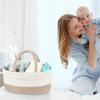 Baby Diaper Storage Basket With Removable Dividers And Cotton Rope For Nursery Organization
