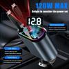 4 IN 1 120W Car Charger with Retractable Cable and Roof Starlight USB C Fast Charger Cigarette Lighter For iPhone Huawei Samsung
