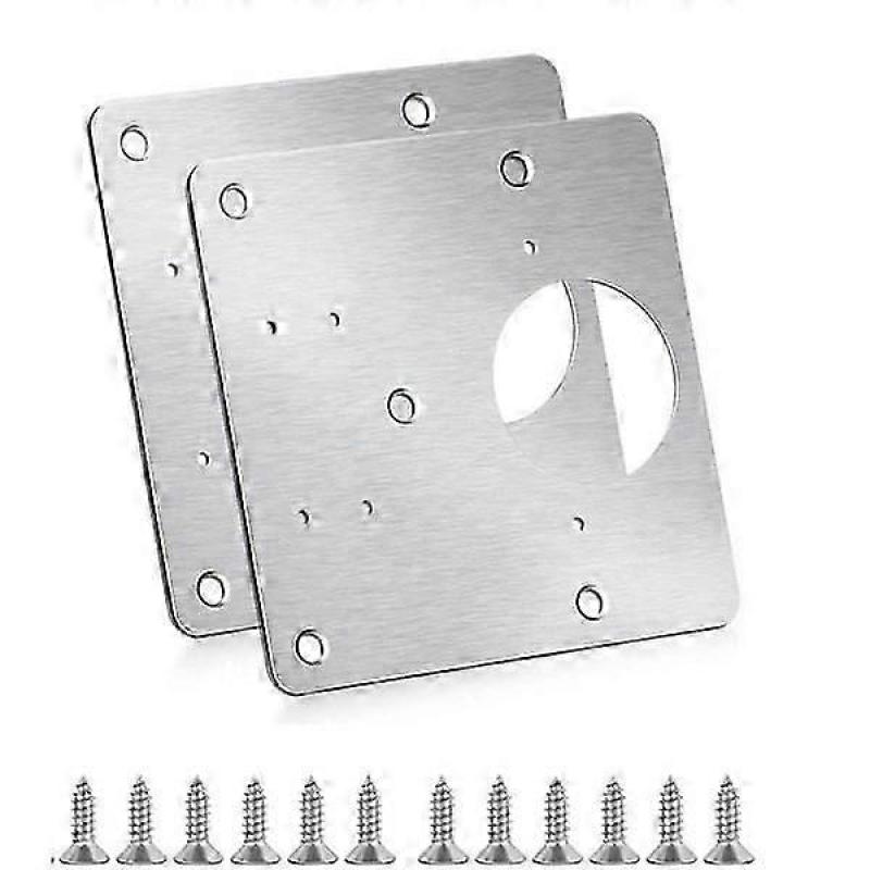 90x90mm Hinge Repair Plate 2-Pack, Metal Reinforcement Plate for Fixing Loose Door Hinges, Furniture Repair Kit