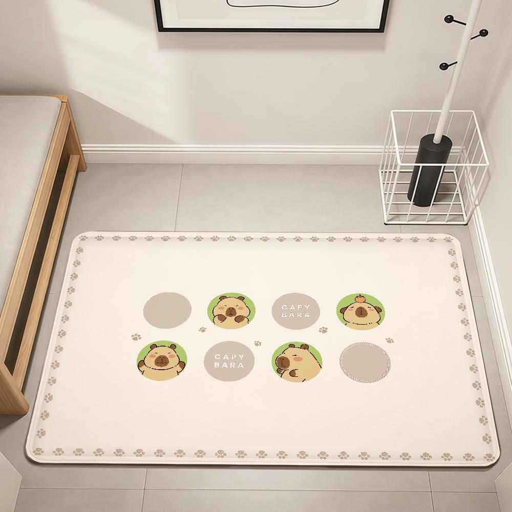cartoon Capybara Cute animal minimalist Home Bed Rug Kitchen Bath Floor Mat Hallway Balcony Carpet Entrance Doormat hogar Decor