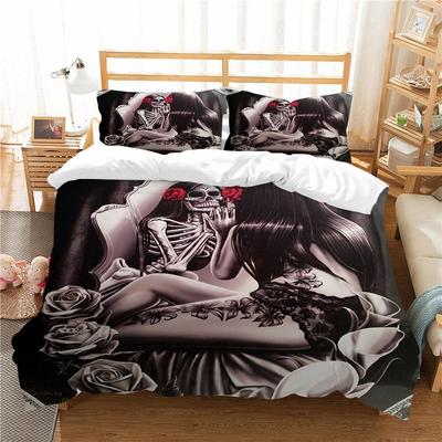 Three-Piece Digital Printing Kit Bedding, Skull Printing Home Textile Four-Piece Quilt