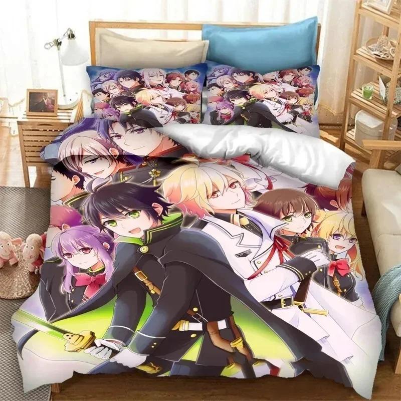 Anime Seraph of the End Mikaela Hyakuya Beding Set Bedrom Soft Modern Bedspreads Comefortable Soft with Soft Fabric Duvet Cover Quilt Pilowcase