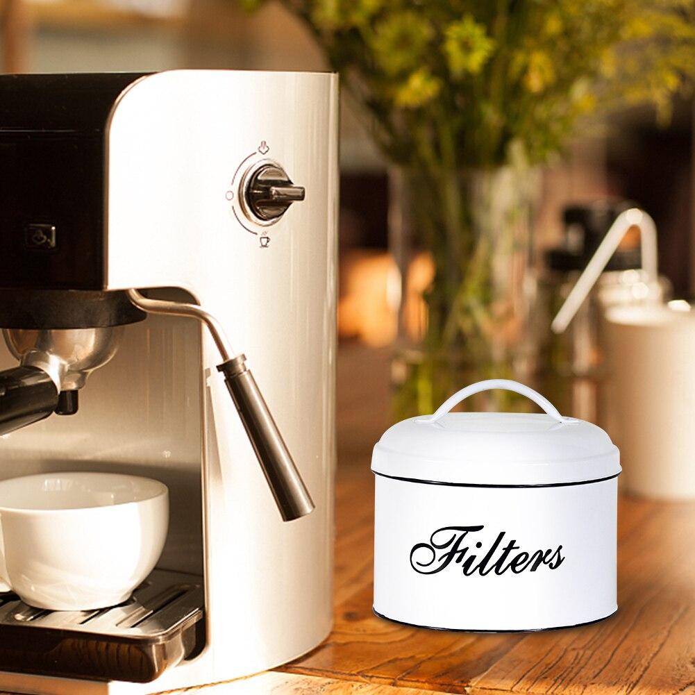 Cooking Utensils Desktop Organizer Coffee Filter Holder Eco-friendly With Lid Container Home Kitchen Round Easy Clean