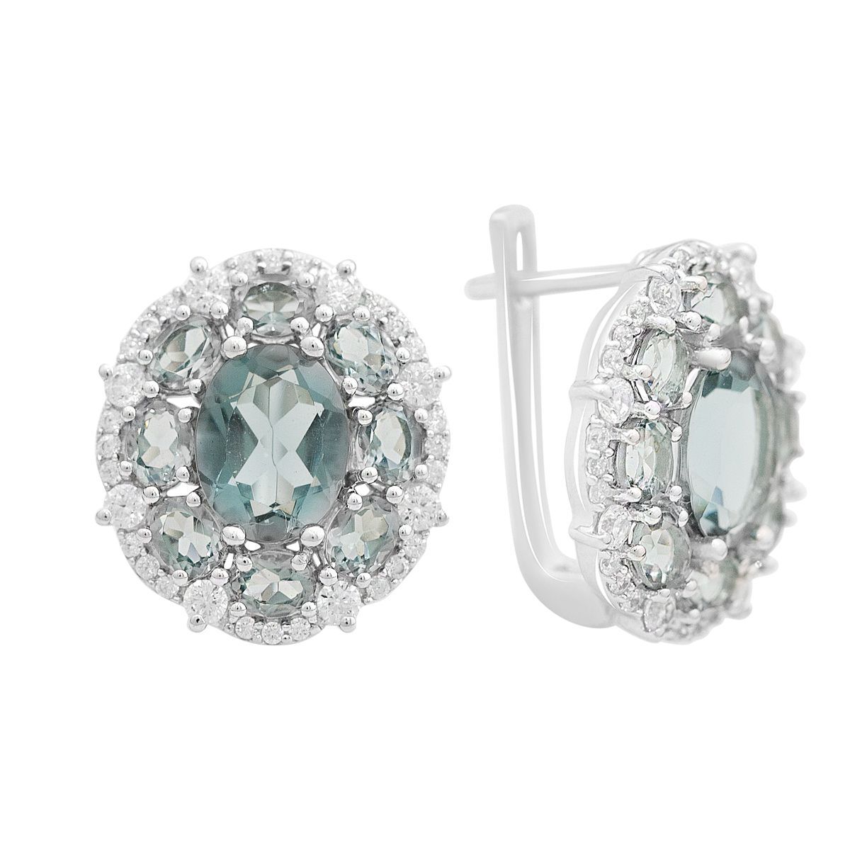 

Серебряные серьги с топазом Лондон Блю 7.104ct (2167693) синій