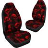 Red Gothic Flame Skull Pattern Auto Seat Cover, Thin Breathable Universal Car Front Seats Accessories Interior Decor 2 Pcs