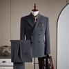 Men's High-End Double-Breasted Wedding Suit - Slim Fit, Professional Formal Wear, Versatile Fashion