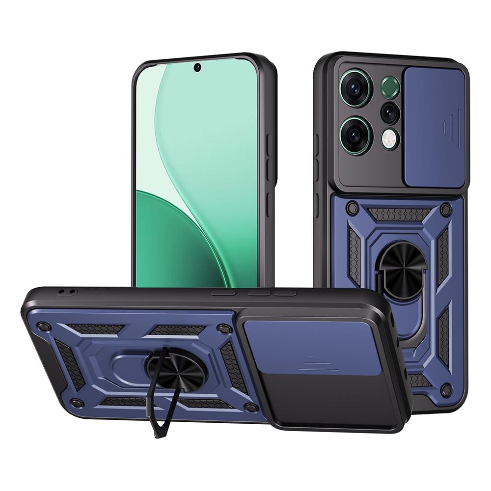 For Oppo Reno14 5G (Global) Case with Slide Camera Lid PC+TPU Kickstand Phone Cover