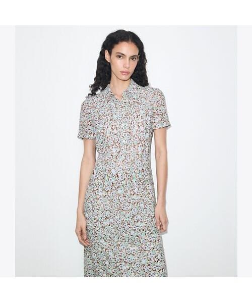 Tolibeochi Printed Viscose Shirt Dress - Blue Floral