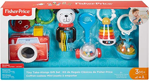 Fisher-Price FBH63 Infant Toy Gift Set, 6-in-1 Newborn Sensory Play Kit with Teether and Rattle, for Babies 3 Months and Up