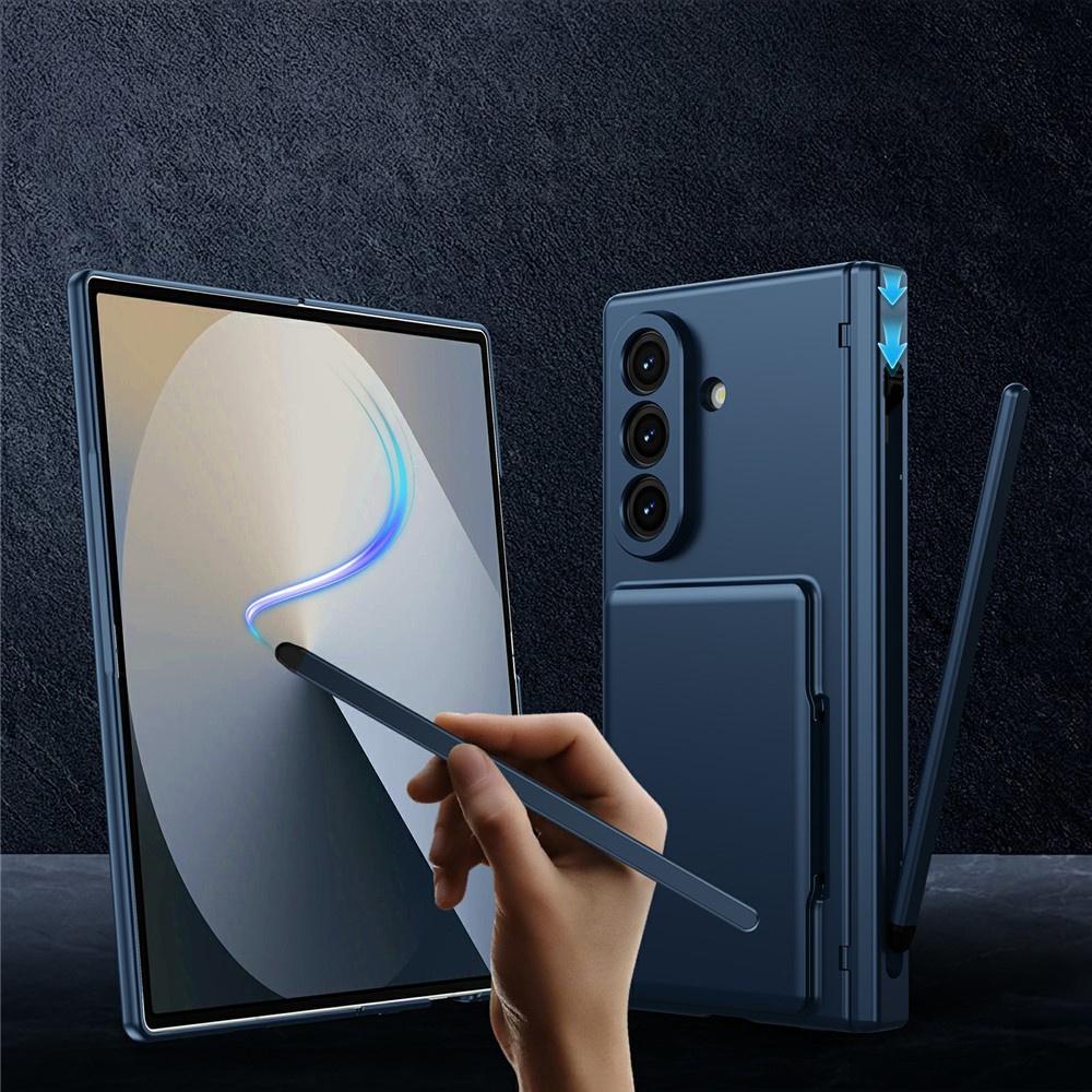 Samsung Galaxy Z Fold 8 Ultra Hülle, Kartenhalter, mit Glas für äußeren Bildschirm, Blau