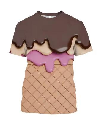 Ice Cream Fashion 3D Printed Men's T-Shirt Summer Quick Dry Breathable Comfortable Outdoor Exercise Daily