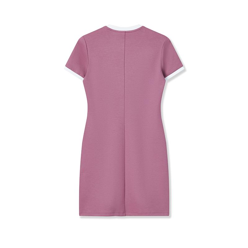 FILA Original Color Block Edge Fashion Simple Classic Retro Casual Versatile Comfortable Round Neck Slim Short Sleeve Dress Women dress F51W629301FWI