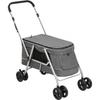 VidaXL Folding Dog Stroller Grey 100x49x96 Cm Linen Fabric 172203