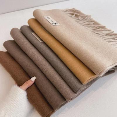 Chic Solid Wool Scarf 100% Wool, Warm, Comfortable, Versatile, Long Tassels