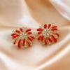 Amber Coffee French Retro Luxury Earrings - Women's Elegant Studs with Niche Design