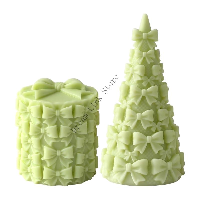 Q1FD Bowknot Shaped Christmas Tree Silicone Mould Sturdy Reusable For Making Aromatherapys Gift Festiveal Decoration