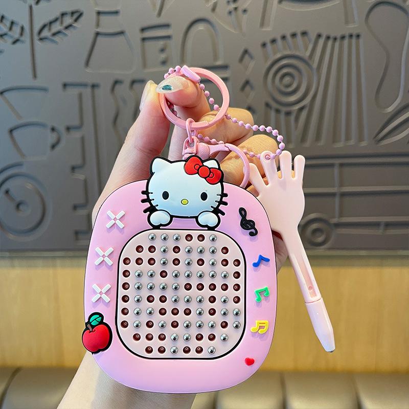 Magnetic Steel Ball Drawing Board Keychain - Cute Backpack Pendant or Car Key Accessory Gift.