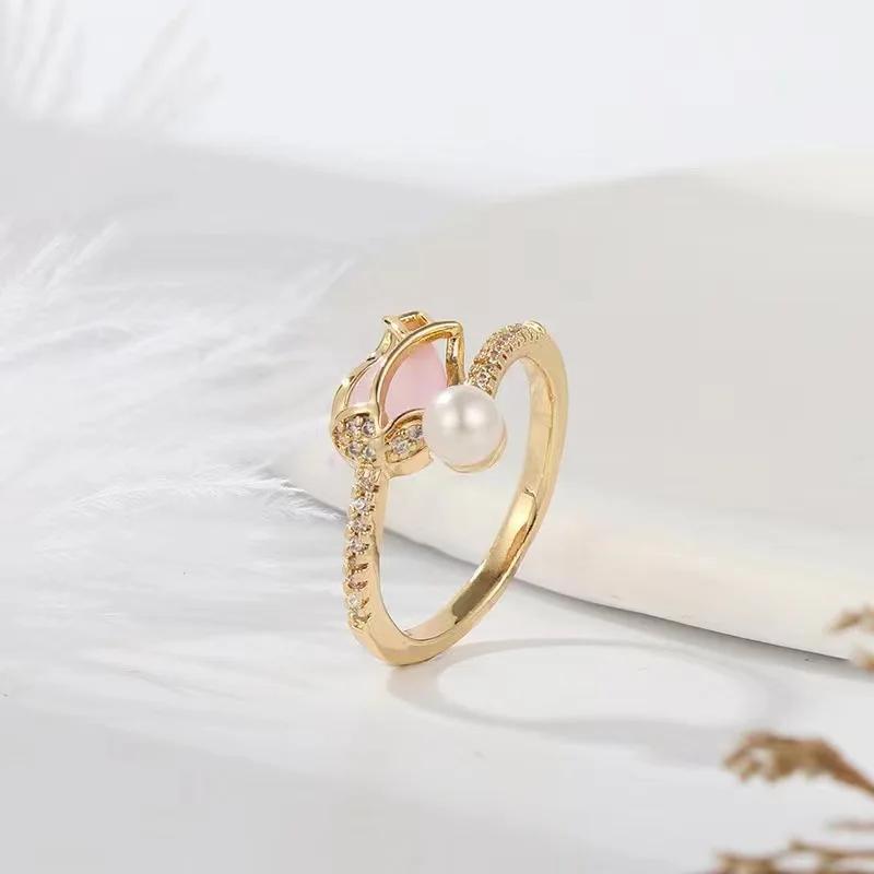 Vintage Enamel Tulip Flower Rings for Women Fashion Simple Sliver Color Adjustable Opening Finger Ring Party Weeding Jewelry