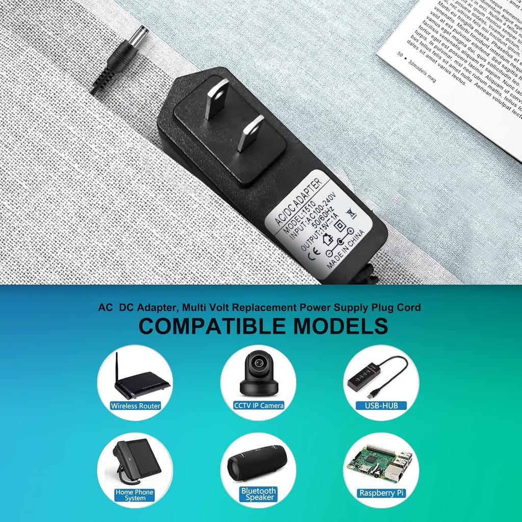 DC 15V 1A Adapter Charger Charging Cable Cord For Peak 450A 500A 600A 800A 1000A Auto Battery Booster Jump Starter, Compatible Beatit,Tacklife,Gooloo