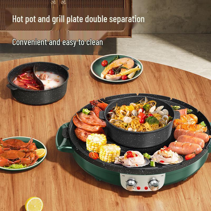 Korean Style Non-Stick Multifunctional Hot Pot and Smokeless Grill Combo
