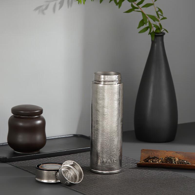 TAIC Pure Titanium Insulated Tea Filter Bottle 400ml