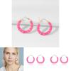 Fashionable Exaggerated Pink Bamboo Hoop Earrings For Women 2021 Summer