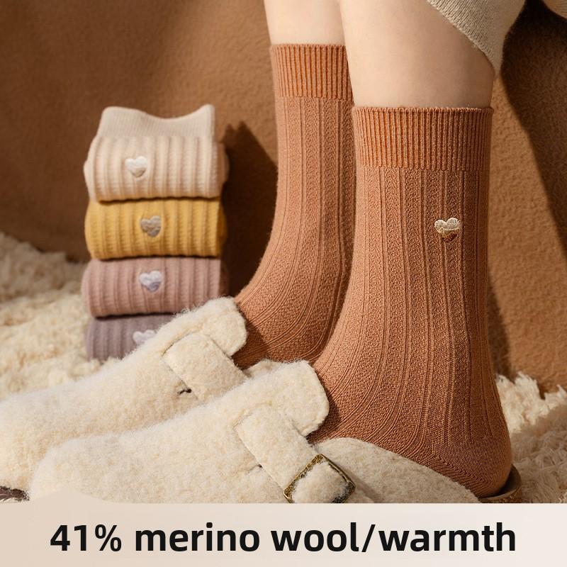 Wool Socks for Women, Mid-calf Socks, Thickened Wool Socks for Autumn and Winter, Cashmere Socks