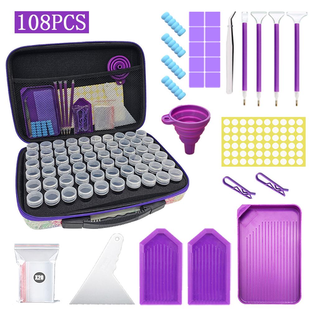 DIY Diamond Painting Kit: Funnel, Drill Pen, 60 Compartment Bottles, 30 Storage, Butterfly Bag