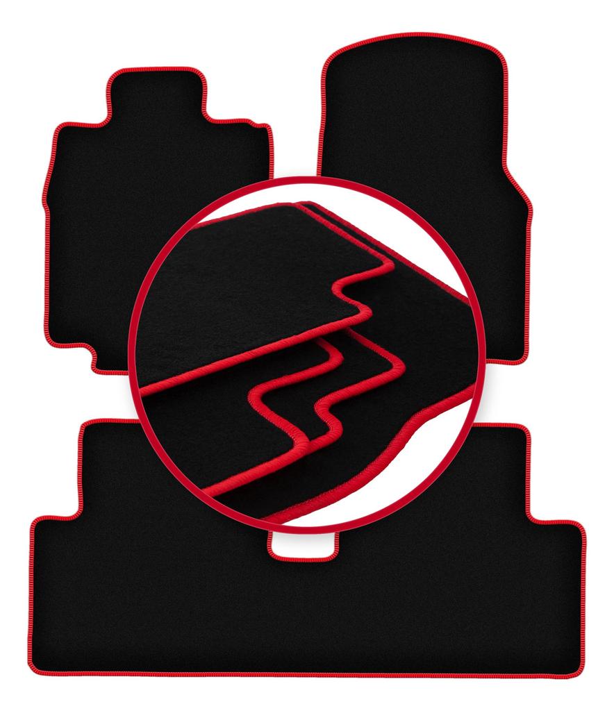 Velours-Fußmatten mit rotem Rand für: Mercedes A W168 Schrägheck (1997-2005)