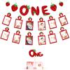 Sweet Strawberry 12 Months Banner Baby First 1St Birthday Photo Frame Banners Garland For Baby Shower Birthday Party Decoration