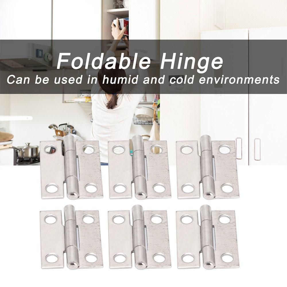10pcs Silver Cabinet Door Hinges Stainless Steel Foldable Hinges Small Small Hinges Household Use