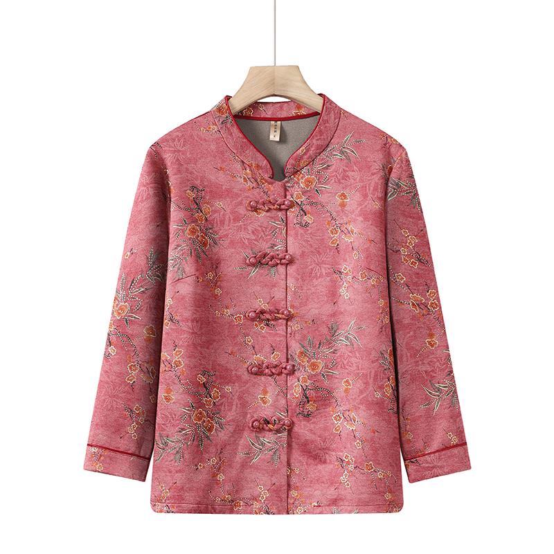 

Grandma Autumn Long-Sleeve Tang Suit Top for Women 2XL (100-115 jin)