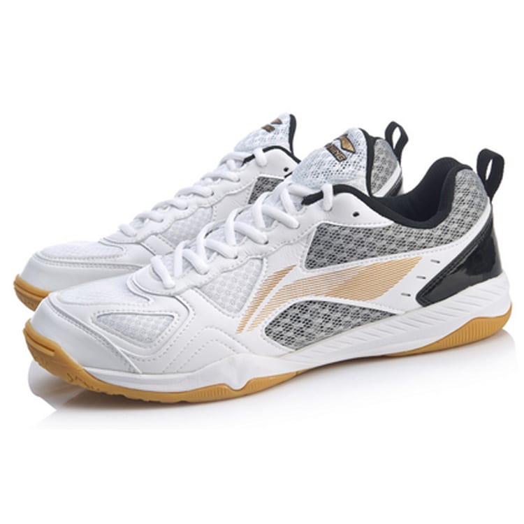 Li Ning Bequeme Abriebfeste Atmungsaktive Niedrige Tischtennis Schuhe Herren Schwarz Weiß APTP001-4