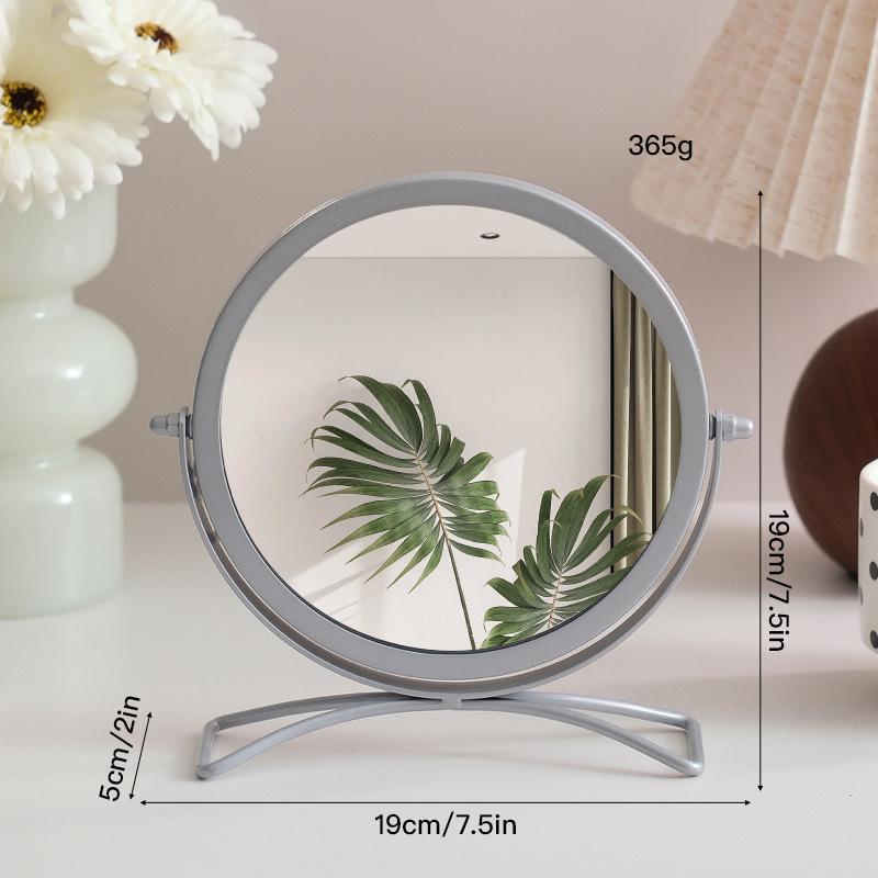 Desktop Makeup Mirror Household Bedroom Vanity Mirrors Dormitory Single-sided Mirror 360° Rotatable Iron Frame Cosmetic Mirrors